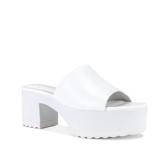 RAYE Shoes - Revolve RAYE Plum Heel Sandals Chunky Platform Block Heel Y2k White Size 8